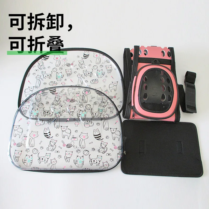 

Cartoon printing Transparent Pet Bag Breathable Pet Carrier Bag Small Cat Space Capsule Cage Outdoor Dog Carrying Travel Bag