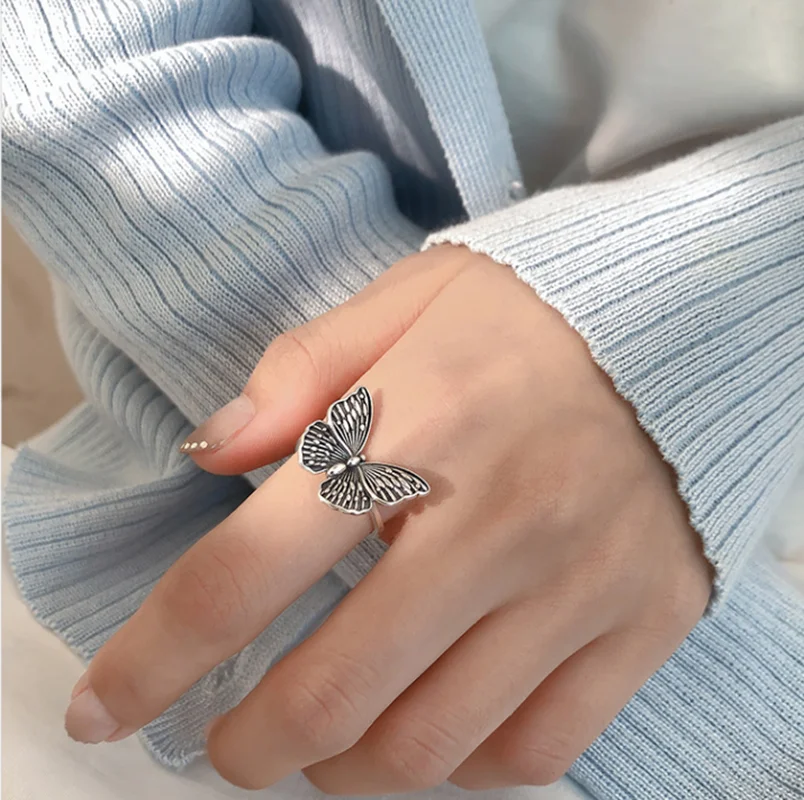 

Hot Open Adjustable Ring Retro Simple Butterfly Ring Fashion Trend Handmade Ring For Women