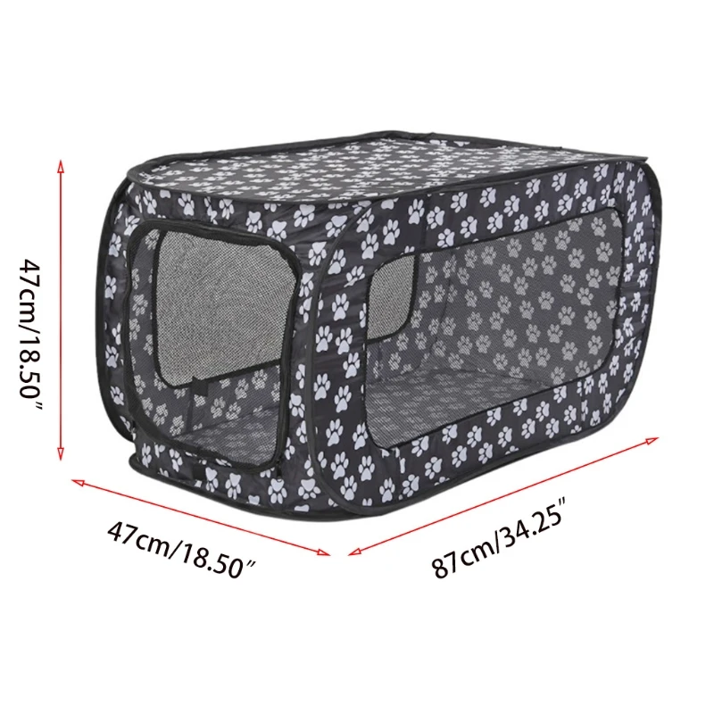 

Portable Pet Kennel Carrier Collapsible Small Dog Fence Cat Travel Cage Rectangular Playpen for Puppy Double Zipper Door