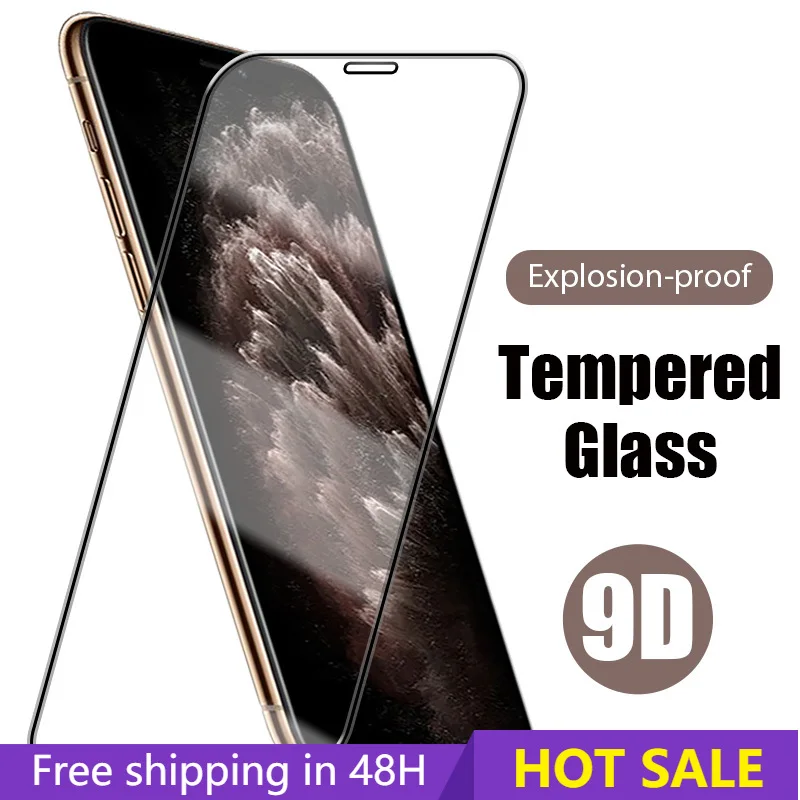 

Full Cover Glass 9D Black Edge Tempered Glass for iPhone 13 12 Pro Max 12 Mini Screen Protector Hard Phone Glass for iPhone 11