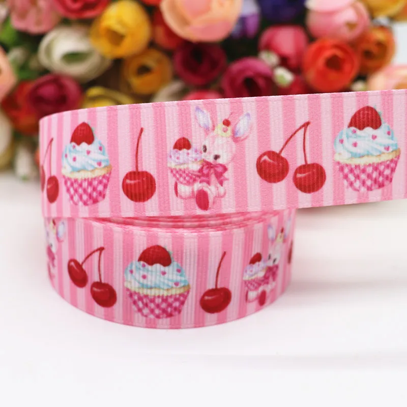 10 ярдов 1 дюйм 25 мм корсажные ленты с принтом торта для бантов волос материалы
