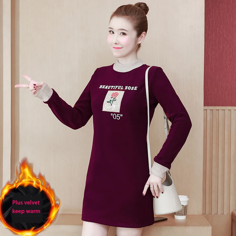 Женские платья осень зима 2020 Новое поступление плюс бархатный Толстый модный
