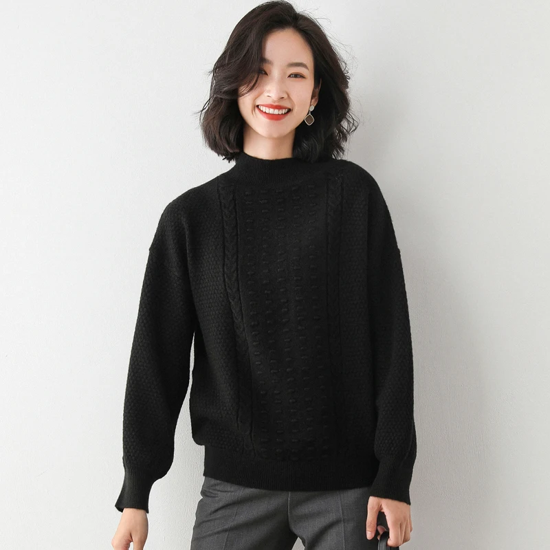 

warm women sweater turtleneck loose pullovers ladies classic sweaters long sleeves jacket female knitted tops