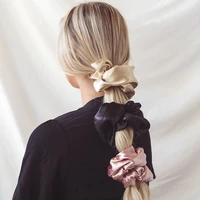 2pcs1pcs solid color satin silk hair scrunchies women elastic rubber hair bands girls solid ponytail holder hair ties rope hair