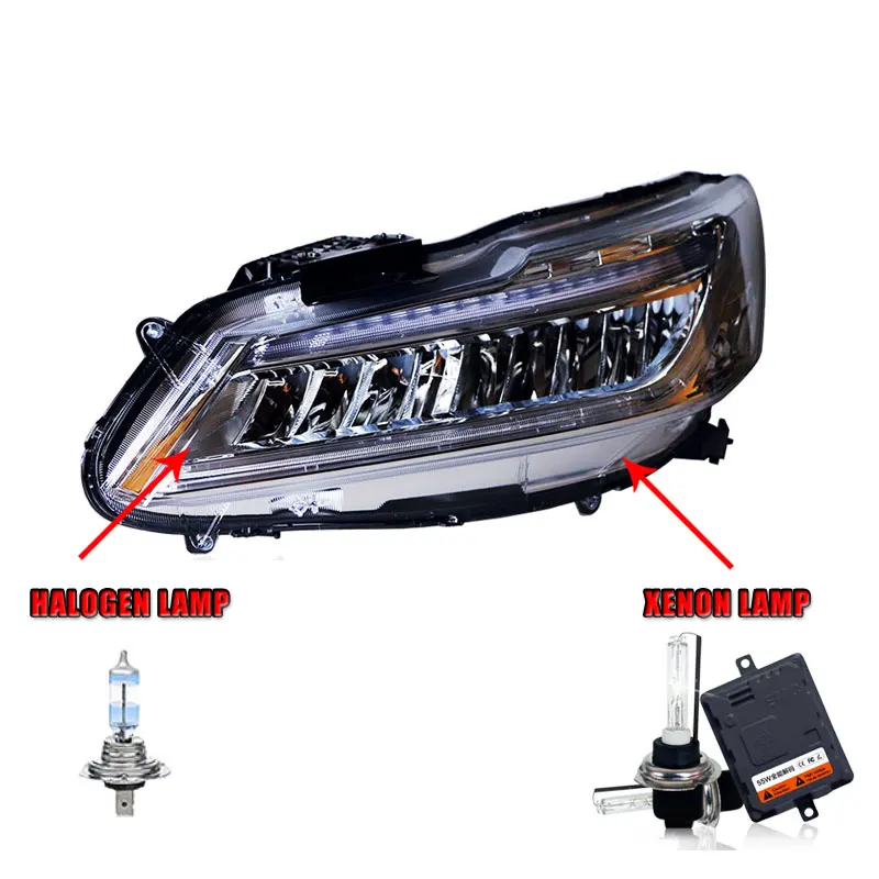 halogen high beam 2 шт. автомобильный стиль светодиодный фары для Honda Accord для Accord Головной фонарь светодиодный DRL Объектив двойной луч H7 HID Xenon bi xenon объектив - Цвет: halogen high beam