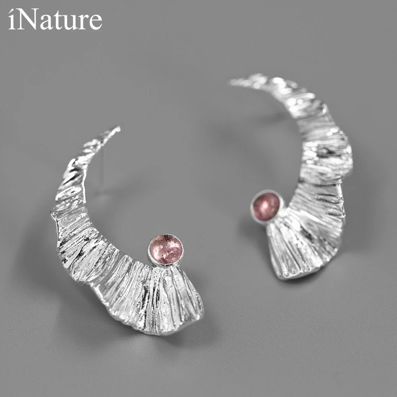INATURE 925 стерлингового серебра натуральный камень перо крылья феи серьги со