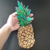 pineapple fruit patches for clothing sequins large biker badge embroidery fabric sequined patch clothes stickers christmas gift