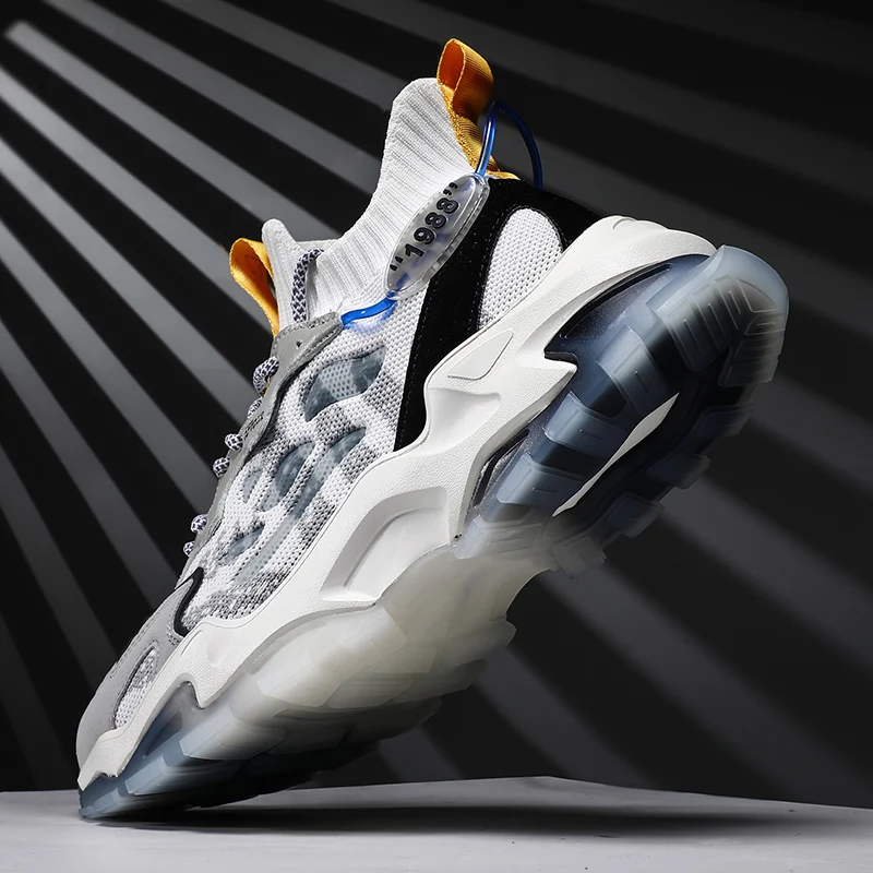 

Кроссовки-носки мужские светоотражающие, роскошные дизайнерские беговые ботинки, плетеные танцевальные туфли в стиле хип-хоп, белые черные