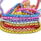 4x6 мм 68 шт. овальные круглые гематитовые золотистые Зеленые Синие Бриллианты россыпью бриллианты браслет ожерелье