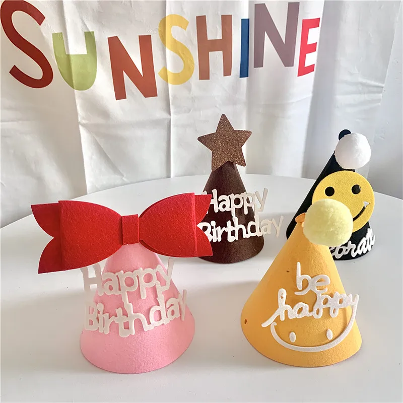 Детский Декор для вечерние в стиле Ins корейский розовый бант фетровая шляпа с