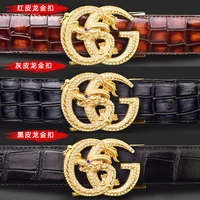 casual belt men fancy gray chinese dragon cowskin waistband automatic buckle waist strap genuine leather cintos masculinos