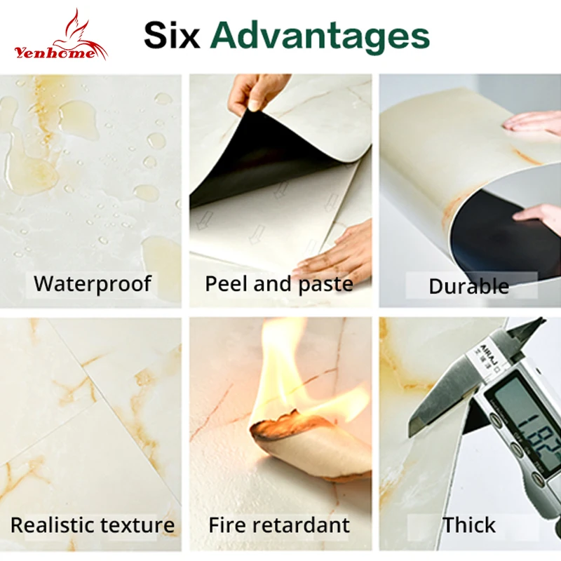 

Thick Waterproof Marble Floor Sticker Bathroom Kitchen Tiles Ground Stickers Self Adhesive Wallpapers Non-slip Vinyl Wall Decor