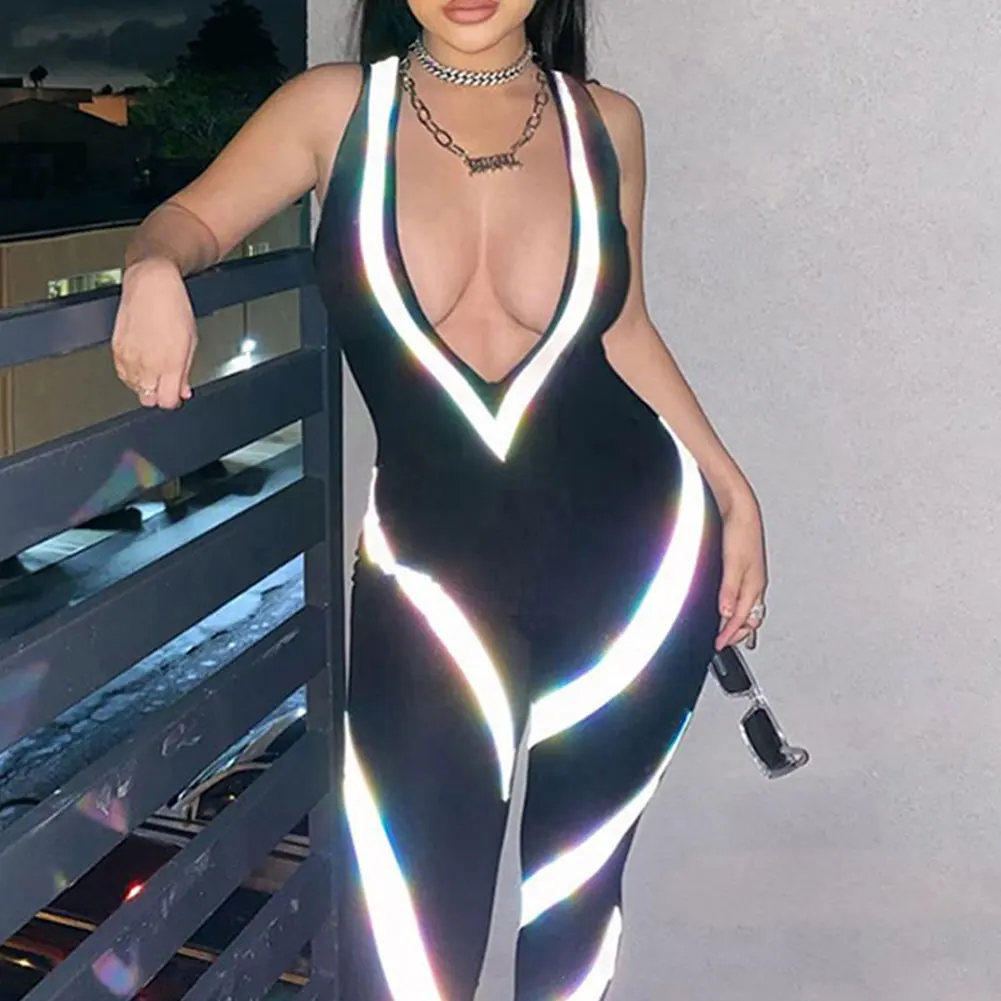 

Women's Fashion Sexy Deep V-neck Hips Tight Bodysuit For Party Date And Gift