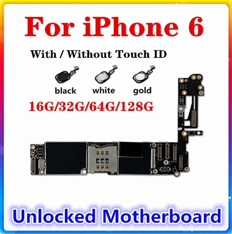Для iphone 6 материнская плата с/без touch ID для логическая 16G/32G/64G/128G