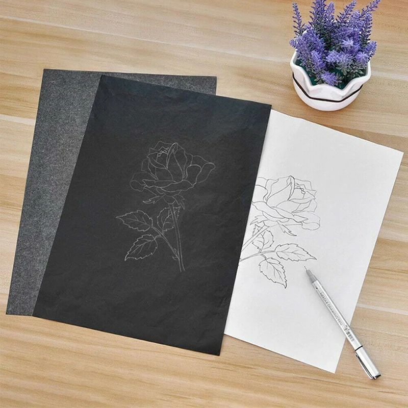 100 Sheets Carbon Paper Transfer Graphite Tracing Drawing Canvas Art for Stationery Finance Copy Office School | Канцтовары для