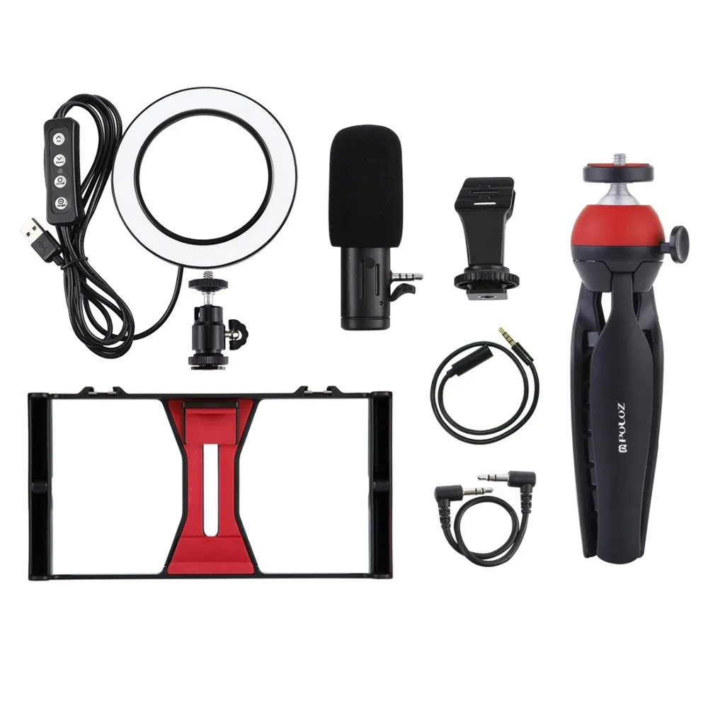 PKT3025 Photo Studio Rig Stabilizer Holder Vlog Video Ring Light Microphone for iPhone Samsung Xiaomi Huawei phone | Электроника