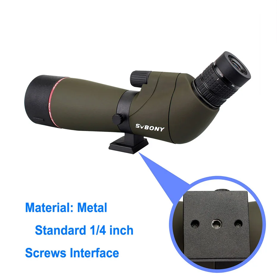 SVBONY SV13 Зрительная труба 20-60x65 зум телескоп BK7 серебро+ MC Призма и полностью многослойный объектив объектива водонепроницаемый F9314AA для охоты, стрельбы, стрельбы из лука, наблюдения за птицами