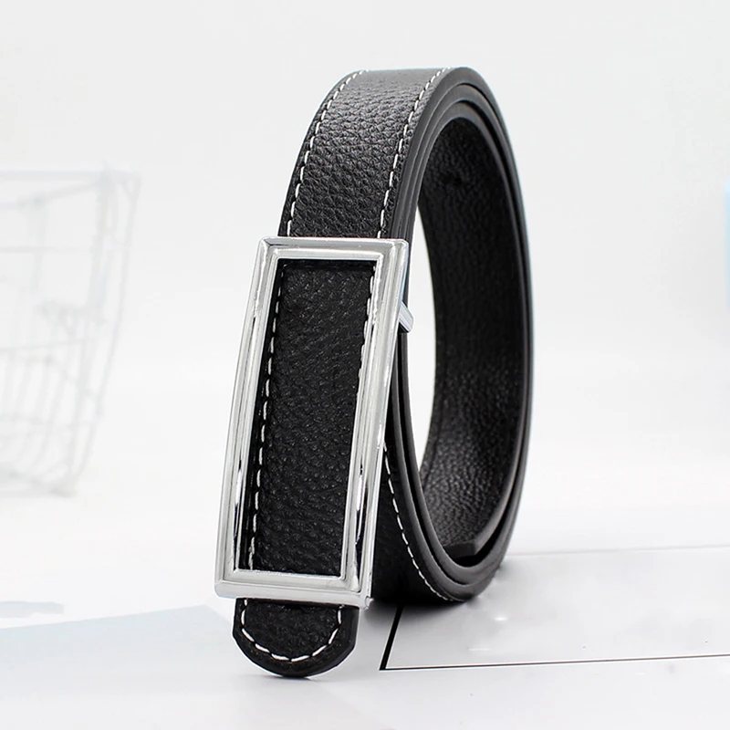 Новинка черный кожаный ремень женский квадратный с металлической пряжкой