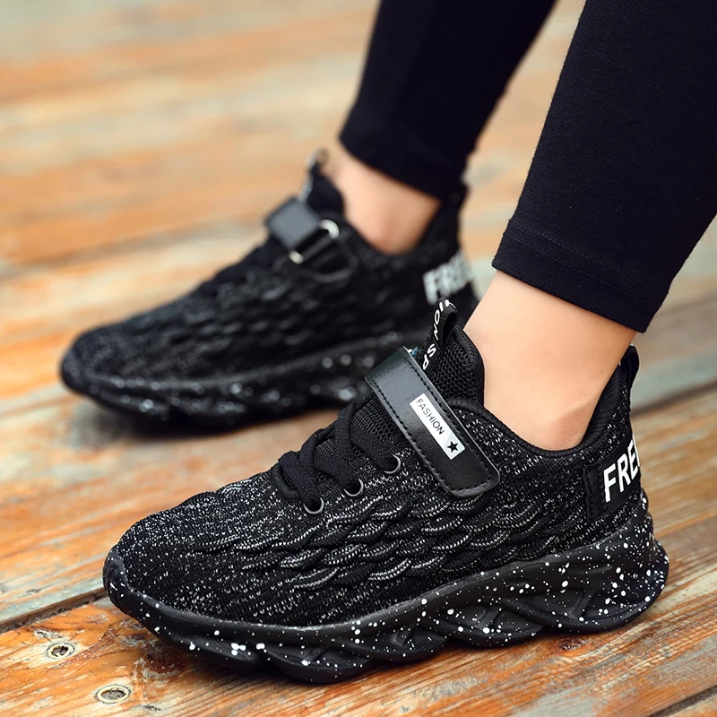 JIEMIAO 2021 Fashion New Children Shoes Trend Kids Casual Shoes  Breathable Knitting Soft Bottom Non-Slip Light Boys Sneakers