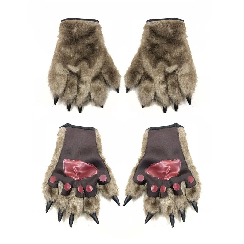 

Хэллоуин медведь ладони перчатки косплей перчатки оборотня шар для макияжа хитовые плюшевые животные перчатки теплые животные коготь в фо...