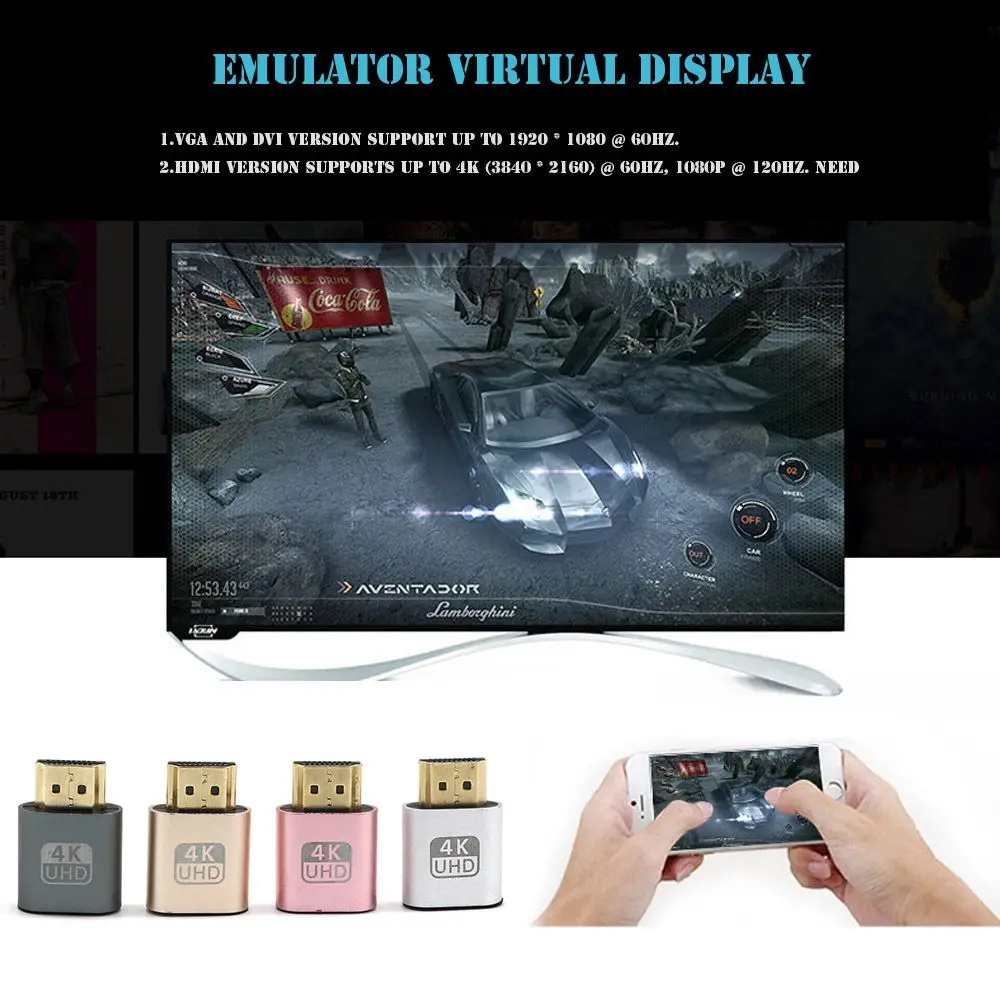 Мини-vga-адаптер для виртуального дисплея HDMI 1 4 DDC EDID заглушка эмулятор отображения