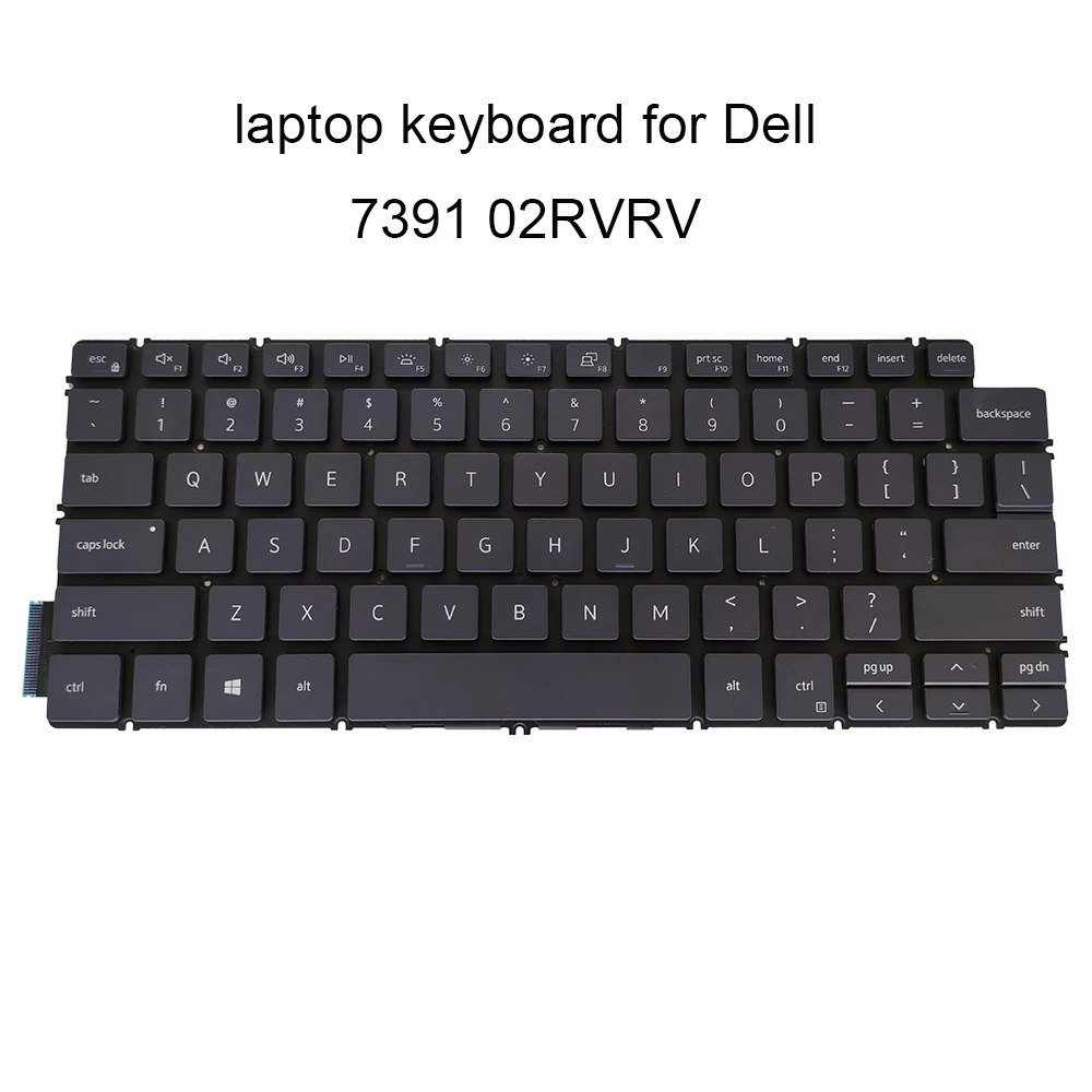 02RVRV клавиатура с подсветкой для Dell Inspiron 13 7391 2 в 1 английская Серебристая черная