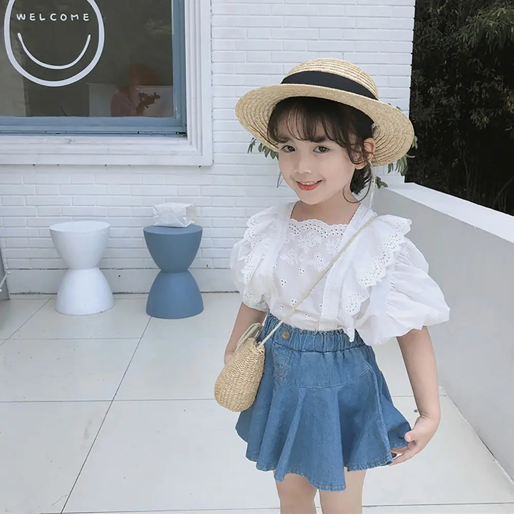 Летняя Повседневная джинсовая мини-юбка для маленьких девочек Вечерние