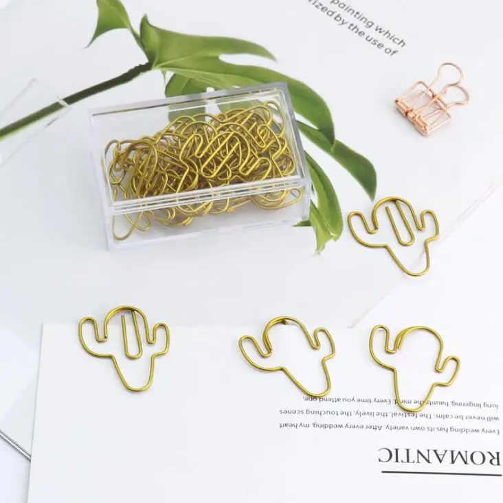Новинка 2020 20 шт./лот золотой колокольчик С КАКТУСОМ зажим для бумаги