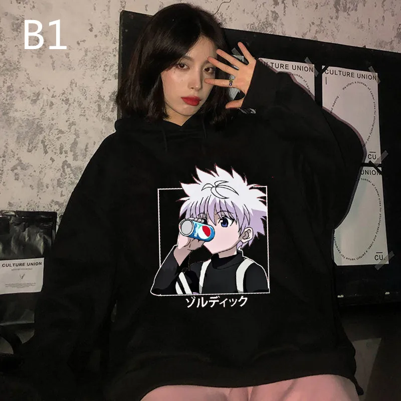 

Зимние худи Hunter x Hunter Killua, толстовка унисекс Killua Zaoldyeck, с длинным рукавом, свободная толстовка с капюшоном, Осенний пуловер