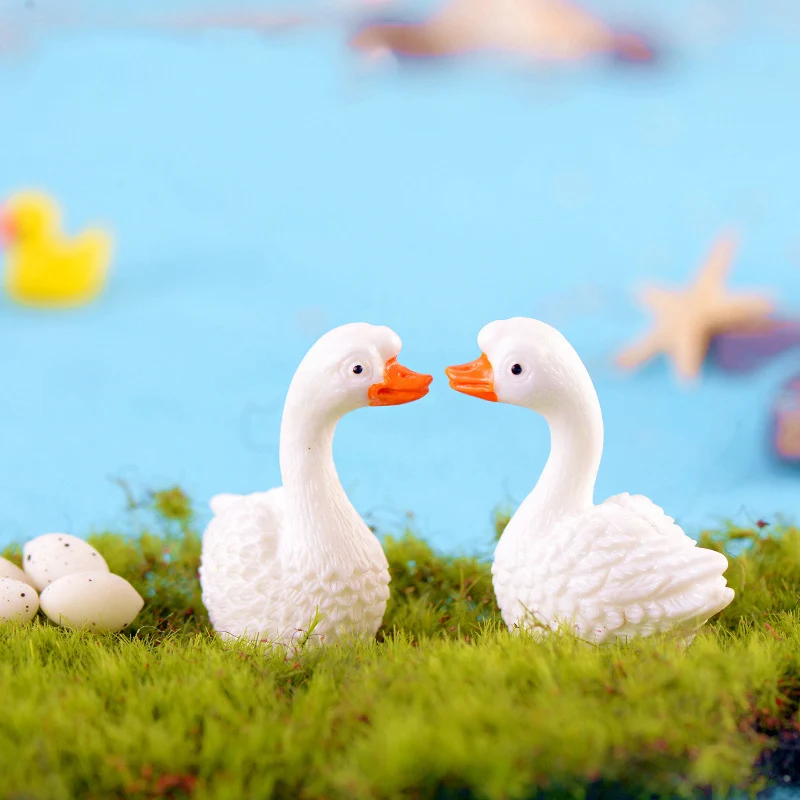 Мини Белый гусиный Лебедь Cygnus Cisne маленькая статуя украшения аксессуары