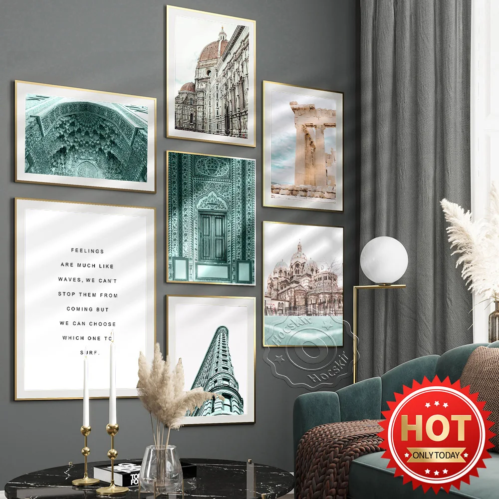 

Gothic Style Church Art Poster, Parthenon Buildings Decor Wall Picture, World Tavel City Buildings Scenery Art Prints, Art Mural