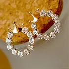 Модные ювелирные изделия, блестящие круглые серьги-гвоздики с кристаллами для женщин и девушек, золотистые серьги в виде короны принцессы, подарок на вечеринку и свадьбу