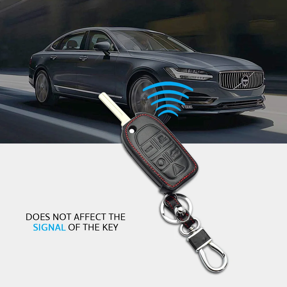 Кожаный чехол для автомобильного ключа Volvo S80 S60 V50 V70 XC70 XC90 5 кнопочный пульт