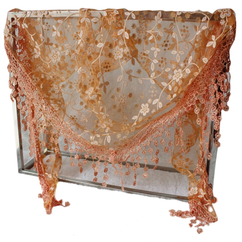 Женская кружевная прозрачная треугольная вуаль с цветочным рисунком церковная