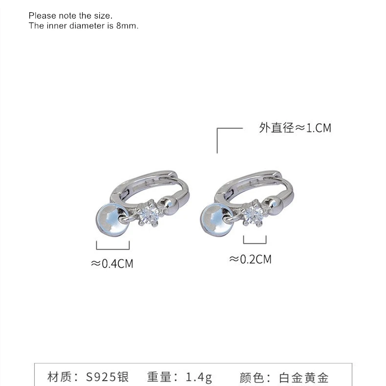 Серьги из стерлингового серебра 925 пробы модные циркониевые серьги кольцо для