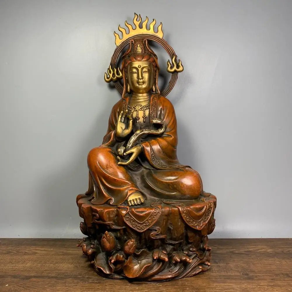 

Бронзовая позолоченная статуя Будды Ruyi Тибетский буддистский храм Avalokitesvara, 12 дюймов