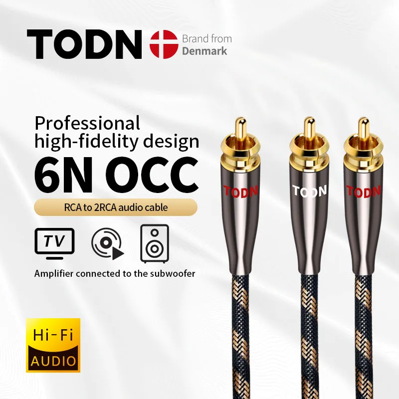 

Hi-Fi кабель TODN, аудиокабель RCA, аудиокабель 6N OCC RCA на 2 RCA разъема