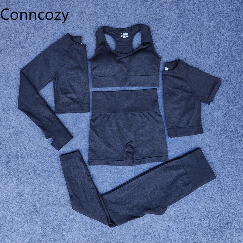 

Women Yoga Suit 5-piece Active Wear Women Clothes Athletic Tracksuit Lady Sports Bra Legging Sets Yoga Suit Seamless Fitness Set