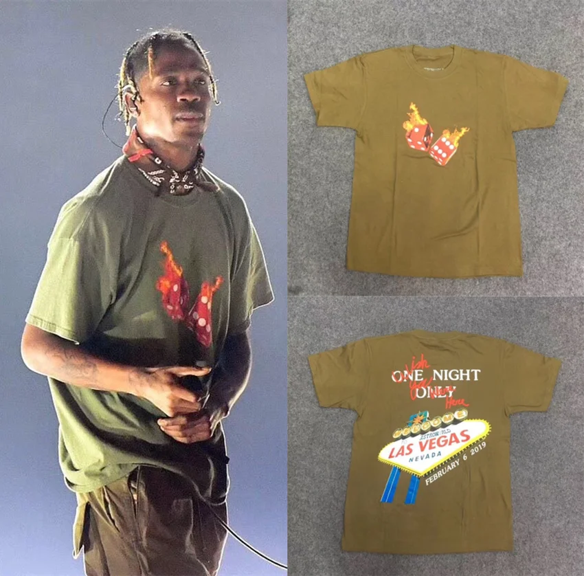 19ss Astroworld принтом Трэвиса Скотта Тур рубашка Vegas футболка Вэнь 1:1 высокое качество