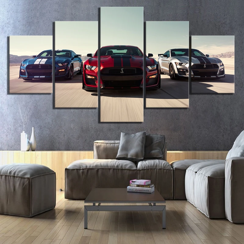 5 шт. HD роскошные автомобили фотографии печать Ford Mustang Shelby Gt500 плакат Холст