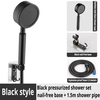 Black Shower Head Stainless Steel High Pressur Handheld Wall Mounted for Bathroom Water Saving Rainfall Shower Hose Holder Set