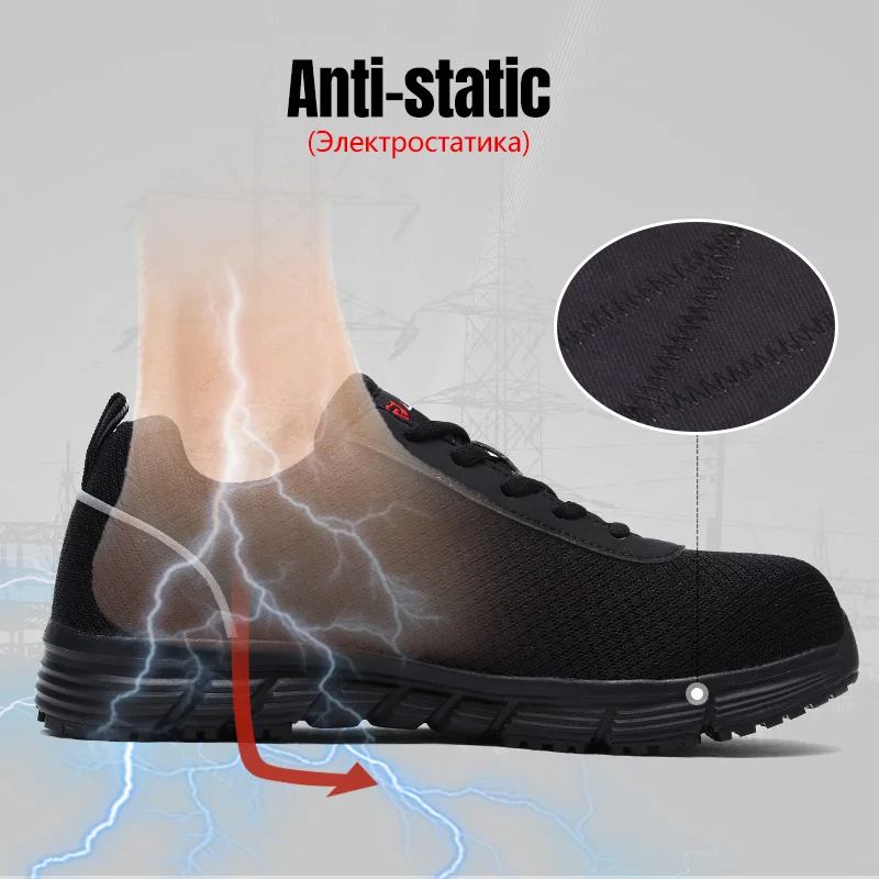 LARNMERN Women's Work Safety Shoes Steel Toe Lightweight Breathable Anti-Smashing Non-Slip Reflective Construction Sneaker