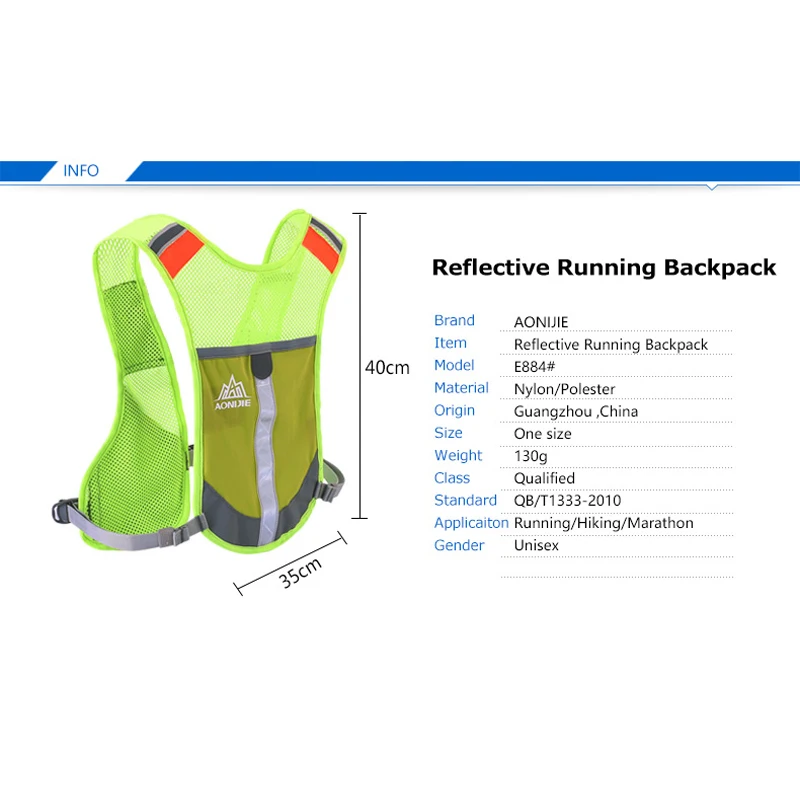 AONIJIE 2021 E884 Reflective Hydration Pack Backpack Rucksack Bag Vest Harness Water Bottle Hiking Camping Running Marathon Race