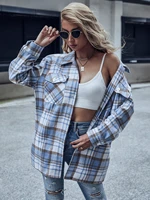 2022 new spring fall womens fashion plaid button down shirt ladies loose casual lapel blouse female long sleeve cardigan tops