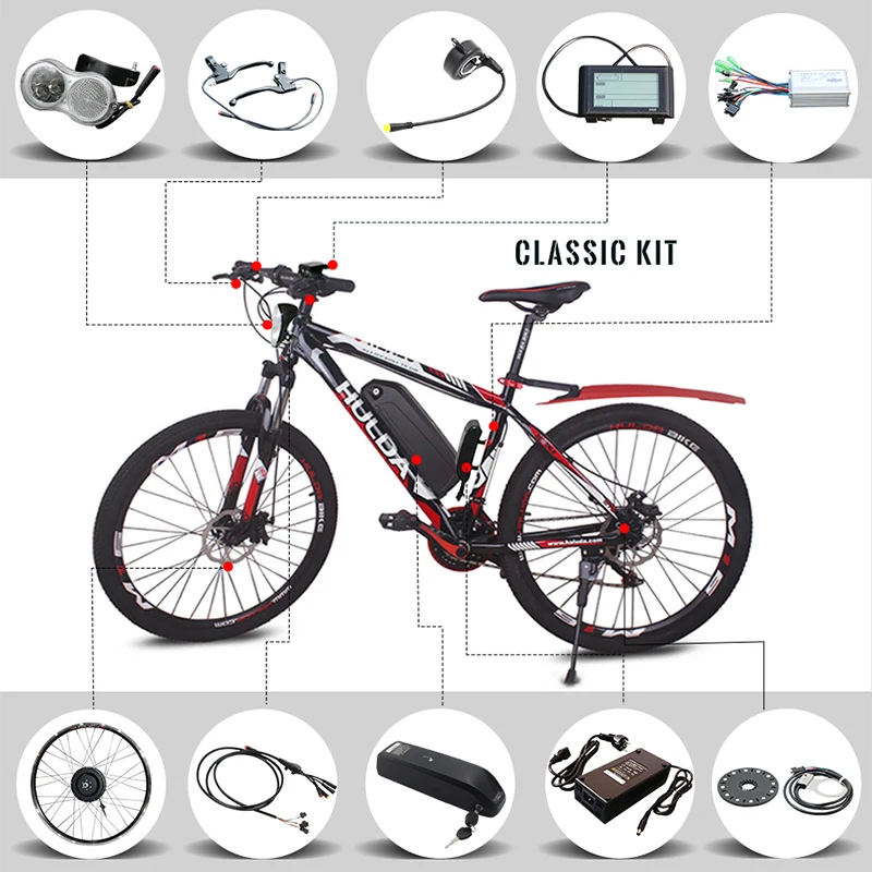 Комплект для переоборудования электрического велосипеда 36V 250W 350W 500W фара