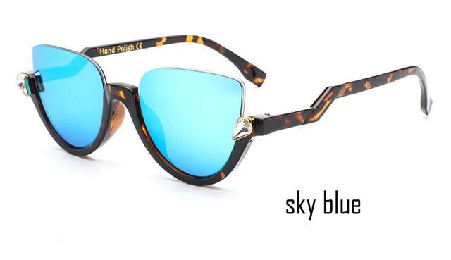 9-SkyBlue Новые женские брендовые дизайнерские Винтажные Солнцезащитные очки с полуоправой для женщин, сексуальные солнцезащитные очки кошачий глаз, модные ретро очки - Цвет линз: 9-SkyBlue