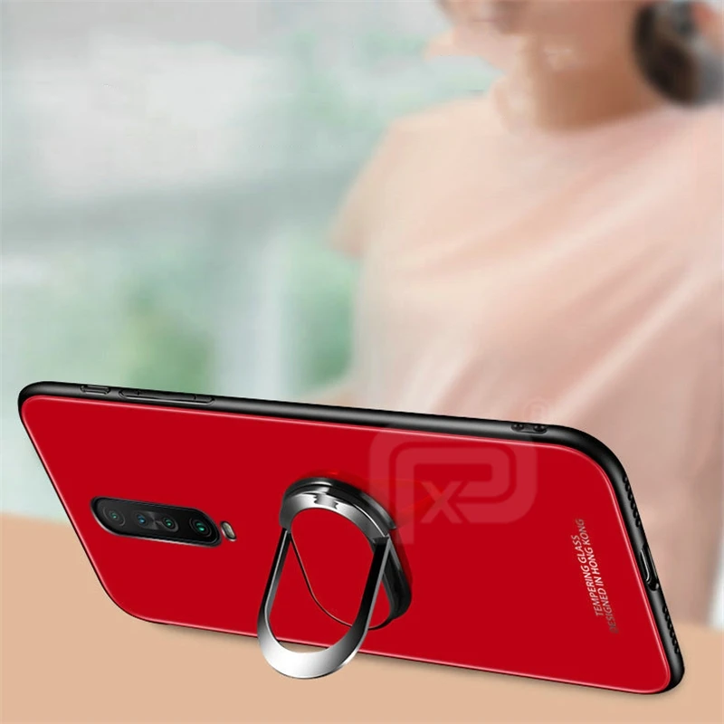 For Xiaomi Redmi K30 Case Tempered Glass Ring Holder Hard Back Cover redmi 5G Coques |