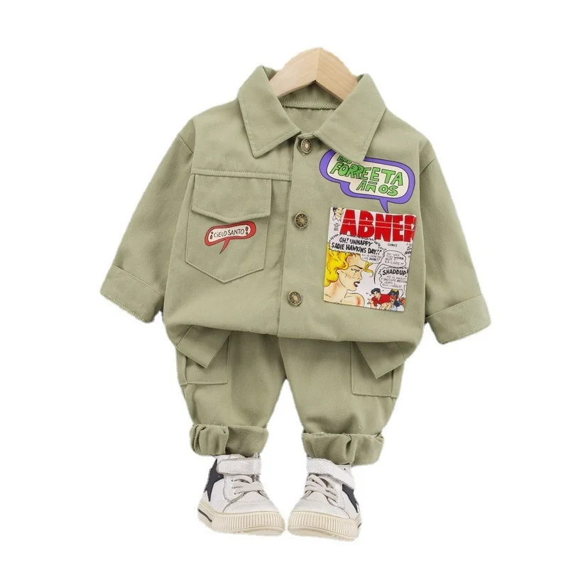 

New Spring Children Clothes Baby Boys Girls Cotton Jacket Pants 2Pcs/sets Autumn Kids Toddler Clothing Infant Fashion Tracksuit