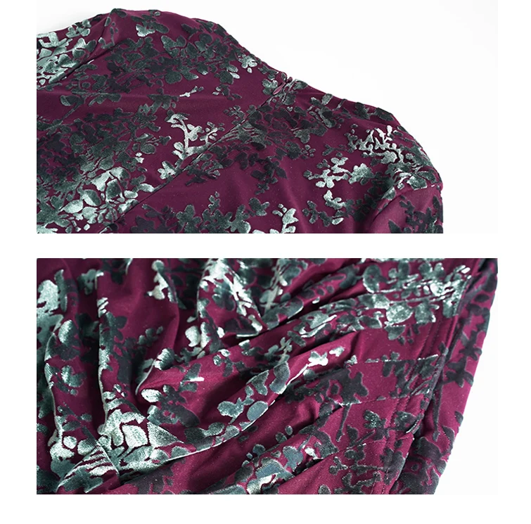 Женское бархатное платье-футляр средней длины с V-образным вырезом | Женская