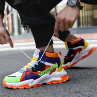 fashion spring colorful splicing men casual shoes yellow bottom men sneakers comfort leather mens designer shoes zapatos hombre